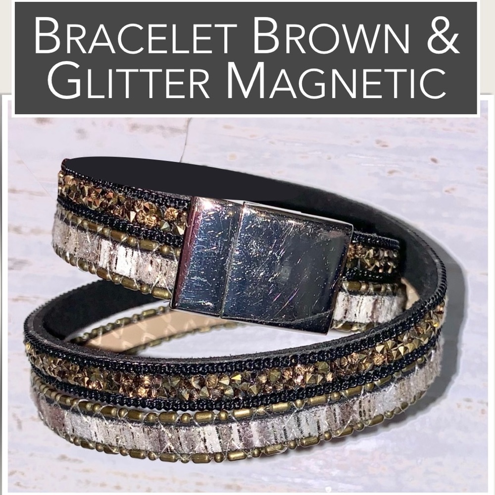 Wrap-Around Bracelet Convertible Necklace Rhinestones & Goldtone Beveled Stones